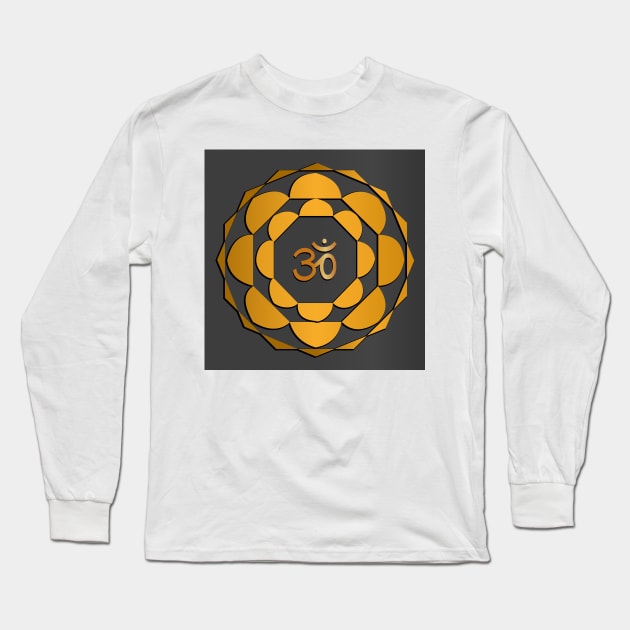 Mandal geometric design with Om in the center. Long Sleeve T-Shirt by ikshvaku